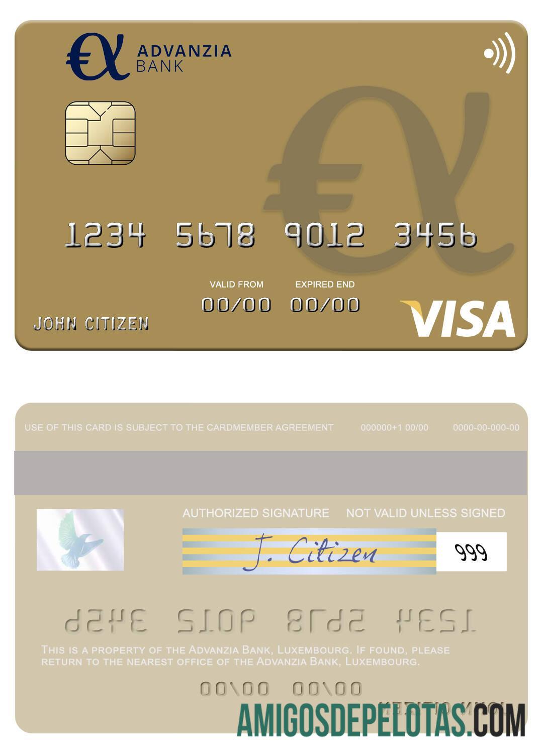 Luxembourg Advanzia Bank Visa Card example